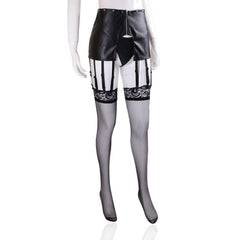 Governess - Open Hip Garter PU Leather T-back Adjustable Chastity Belts BDSM Perforated Panties