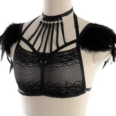 Handmade Classical Lace Bra with Feather Epaulettes Shoulder Wings Vintage Sheer Aristocrat Lady Dress - Best Love Sex Doll