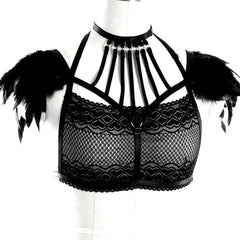 Handmade Classical Lace Bra with Feather Epaulettes Shoulder Wings Vintage Sheer Aristocrat Lady Dress - Best Love Sex Doll