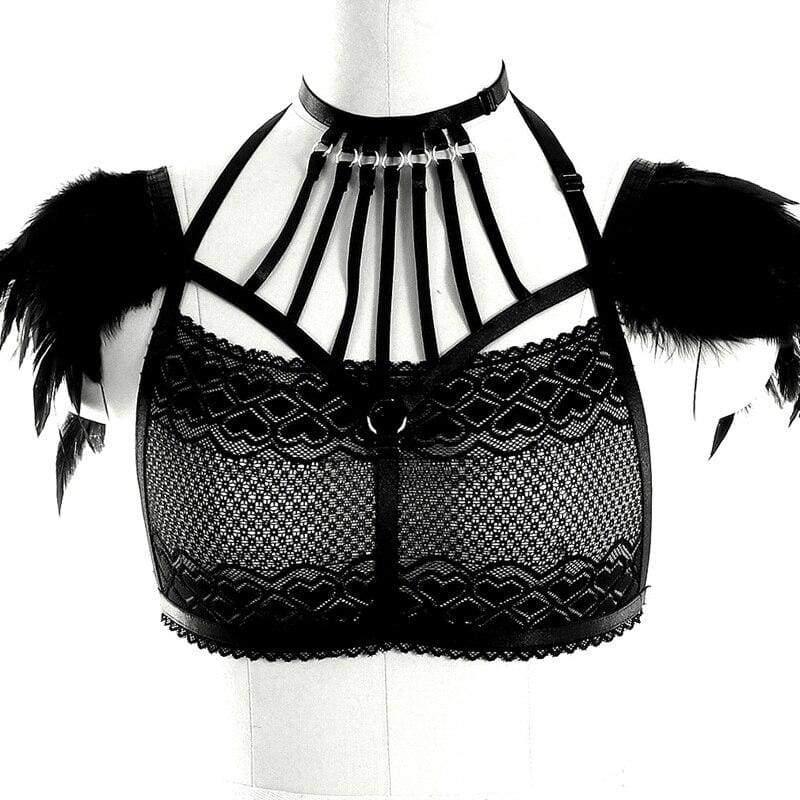 Handmade Classical Lace Bra with Feather Epaulettes Shoulder Wings Vintage Sheer Aristocrat Lady Dress - Best Love Sex Doll