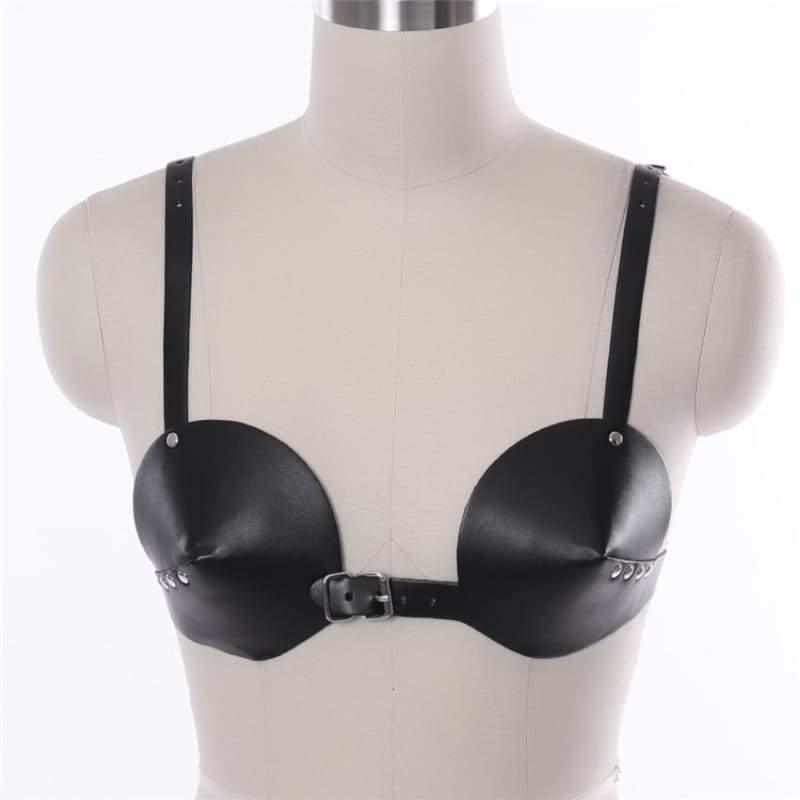 Middle Ages - Gothic Fetish PU Leather Bondage Chest Bra BDSM Harness