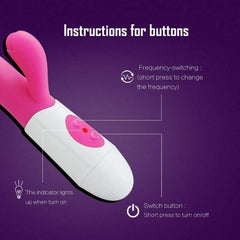 Waterproof Adult Dildo Rabbit Vibrator for Women G Spot and Clitoris Dual Vibration - Best Love Sex Doll