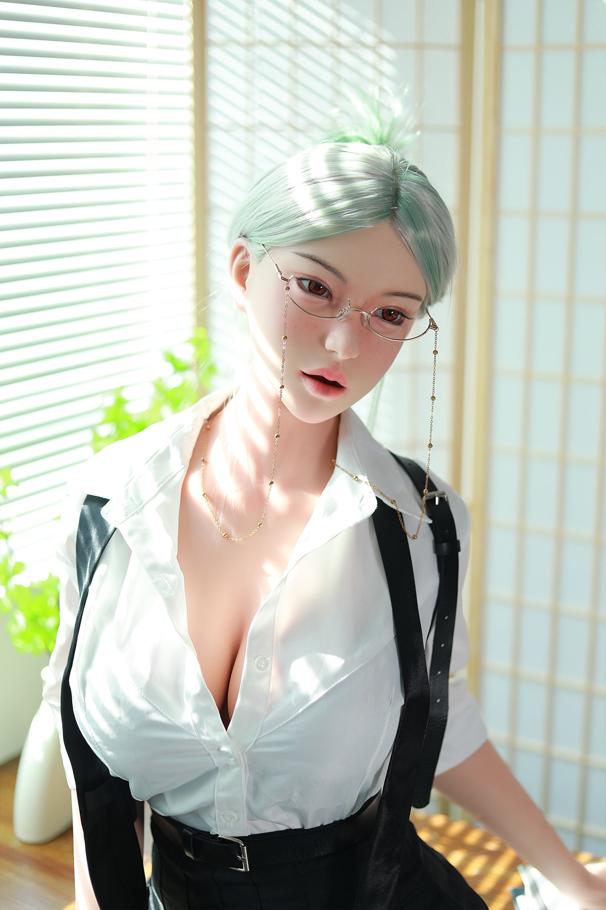 168cm (5.51ft) Big Boobs Hot Office Lady Silicone Head & Body Sex Doll CFBM250411 Jerrica Movable Jaw