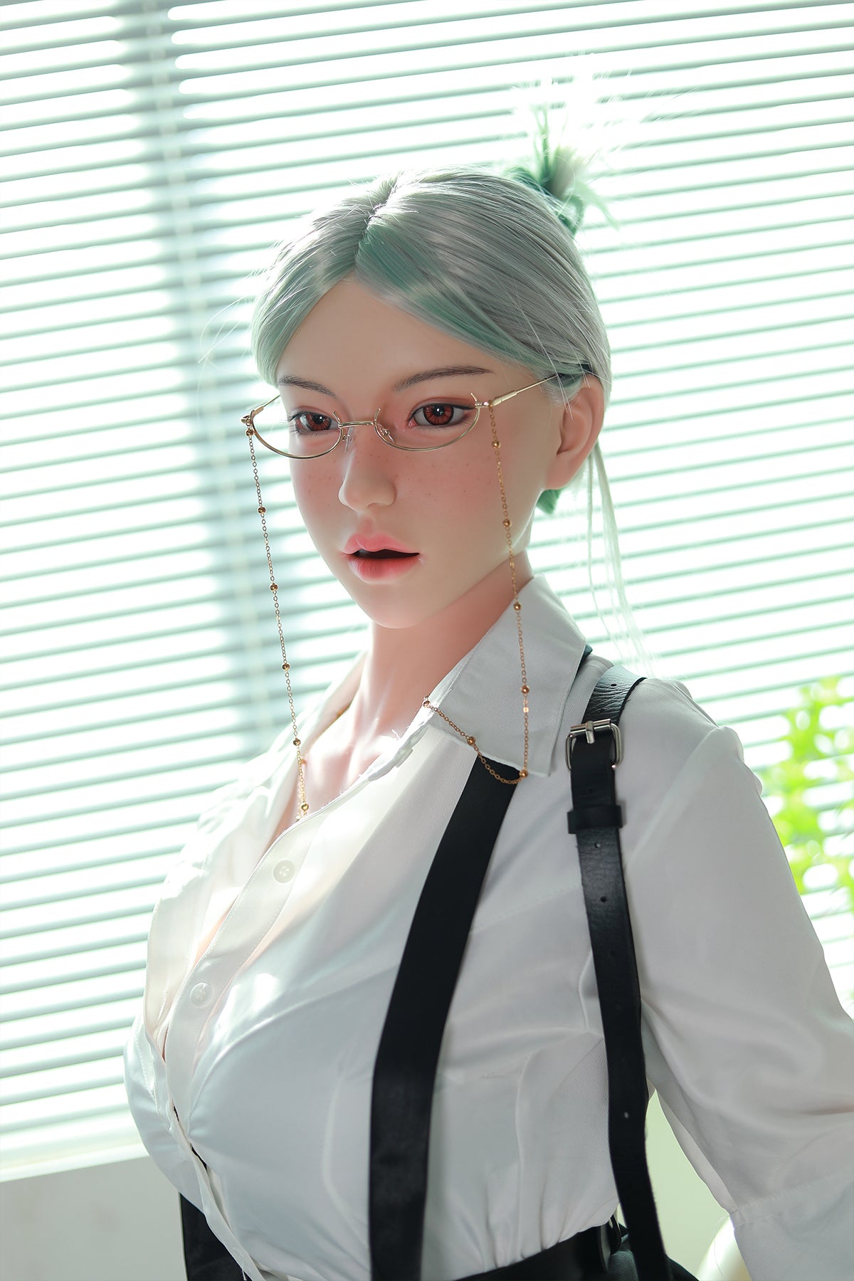 168cm (5.51ft) Big Boobs Hot Office Lady Silicone Head & Body Sex Doll CFBM250411 Jerrica Movable Jaw