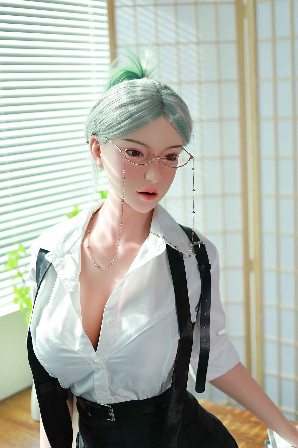 168cm (5.51ft) Big Boobs Hot Office Lady Silicone Head & Body Sex Doll CFBM250411 Jerrica Movable Jaw