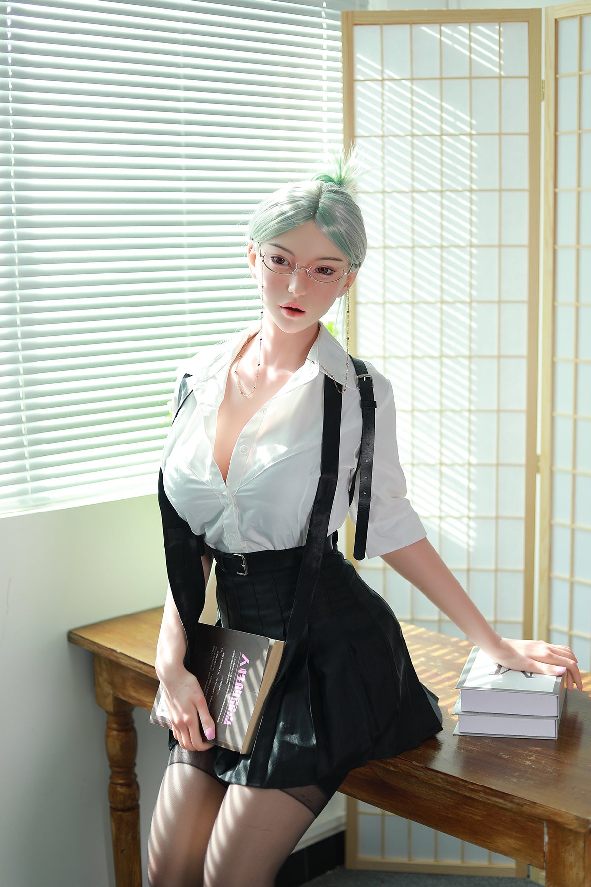 168cm (5.51ft) Big Boobs Hot Office Lady Silicone Head & Body Sex Doll CFBM250411 Jerrica Movable Jaw