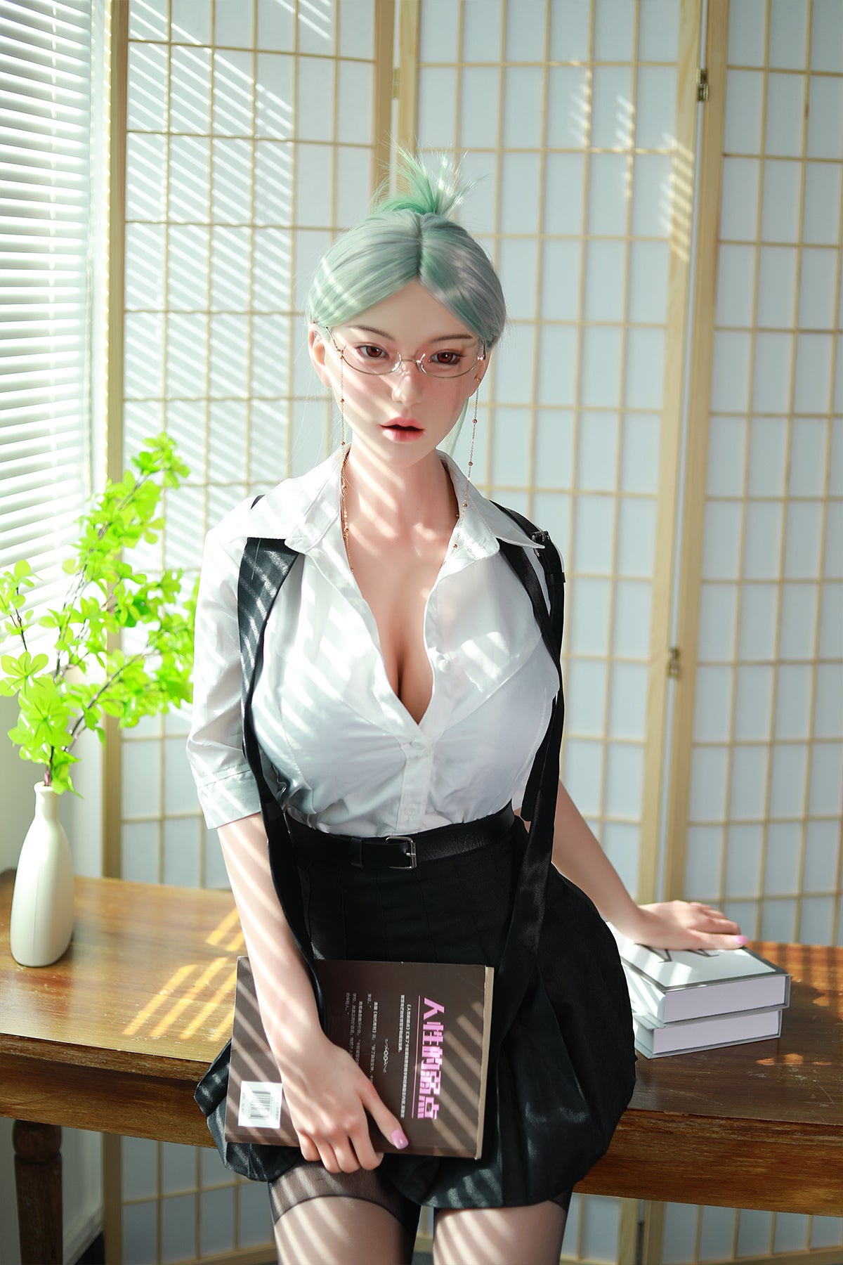 168cm (5.51ft) Big Boobs Hot Office Lady Silicone Head & Body Sex Doll CFBM250411 Jerrica Movable Jaw