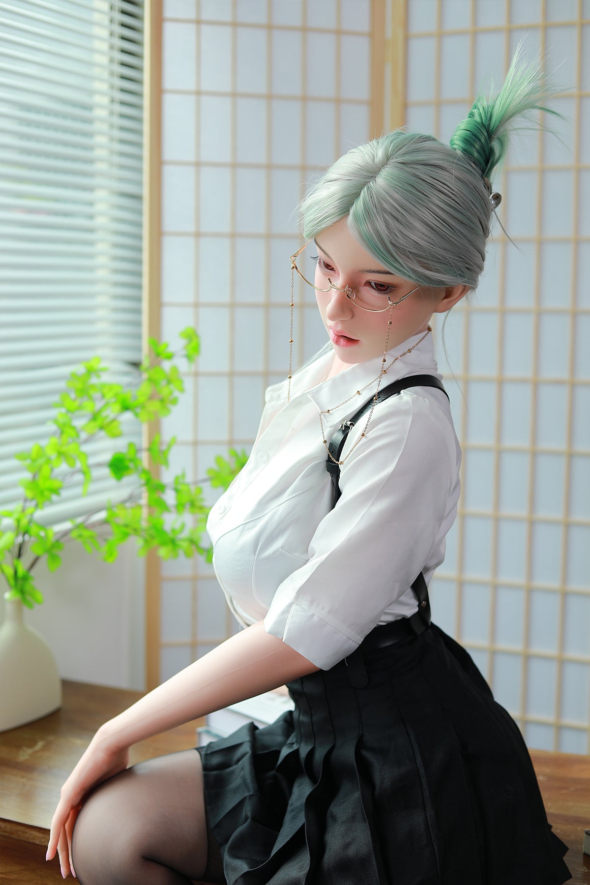 168cm (5.51ft) Big Boobs Hot Office Lady Silicone Head & Body Sex Doll CFBM250411 Jerrica Movable Jaw