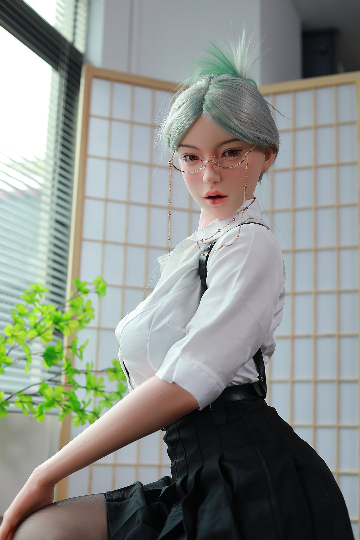 168cm (5.51ft) Big Boobs Hot Office Lady Silicone Head & Body Sex Doll CFBM250411 Jerrica Movable Jaw