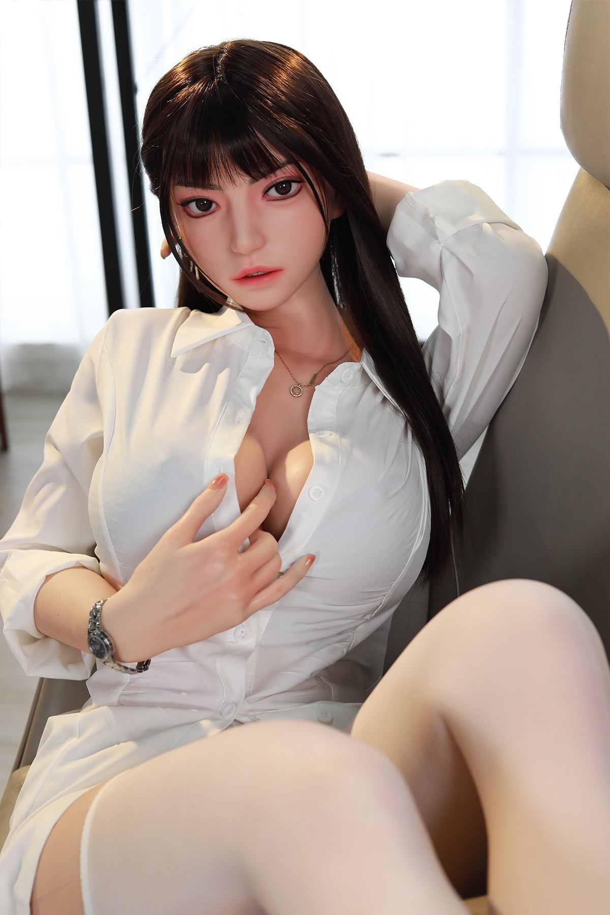 168cm (5.51ft) Big Tits Sexy Secretary Silicone Head & Body Sex Doll CFBM250405 Rylie Movable Jaw