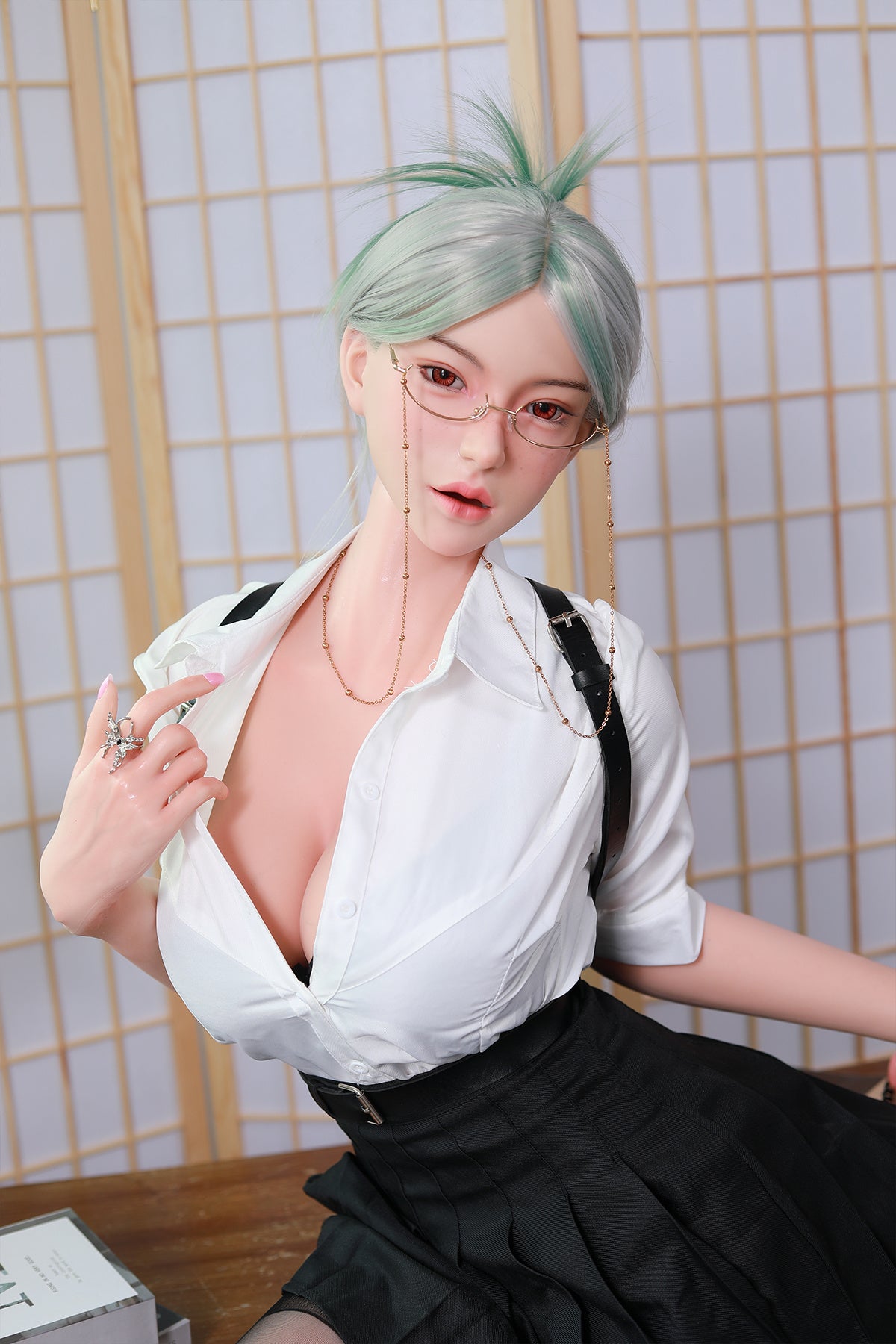 168cm (5.51ft) Big Boobs Hot Office Lady Silicone Head & Body Sex Doll CFBM250411 Jerrica Movable Jaw