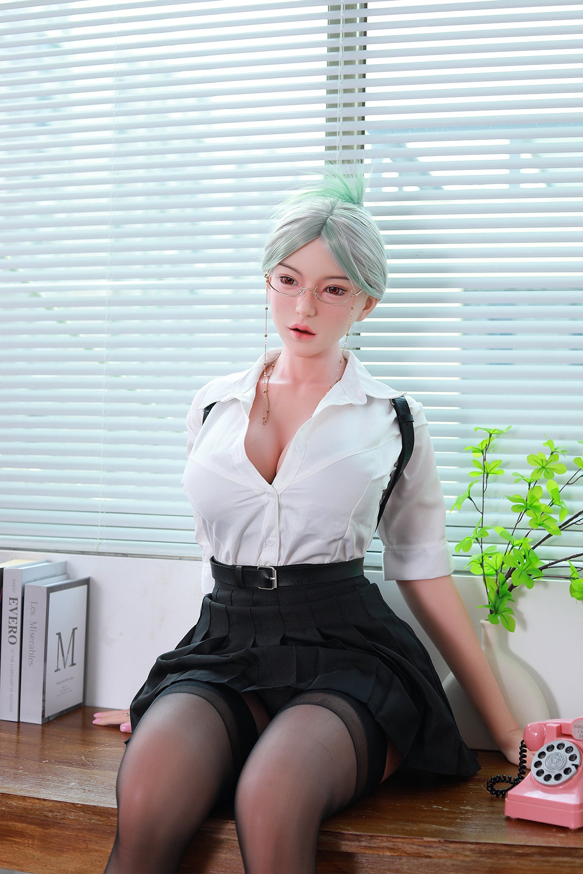 168cm (5.51ft) Big Boobs Hot Office Lady Silicone Head & Body Sex Doll CFBM250411 Jerrica Movable Jaw