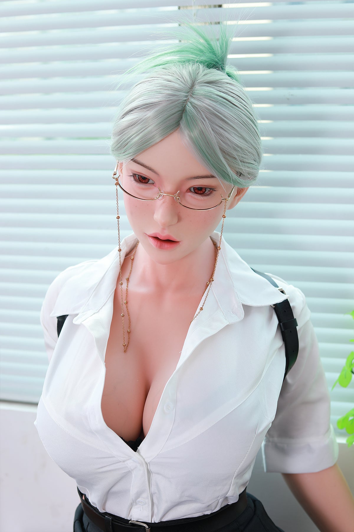 168cm (5.51ft) Big Boobs Hot Office Lady Silicone Head & Body Sex Doll CFBM250411 Jerrica Movable Jaw
