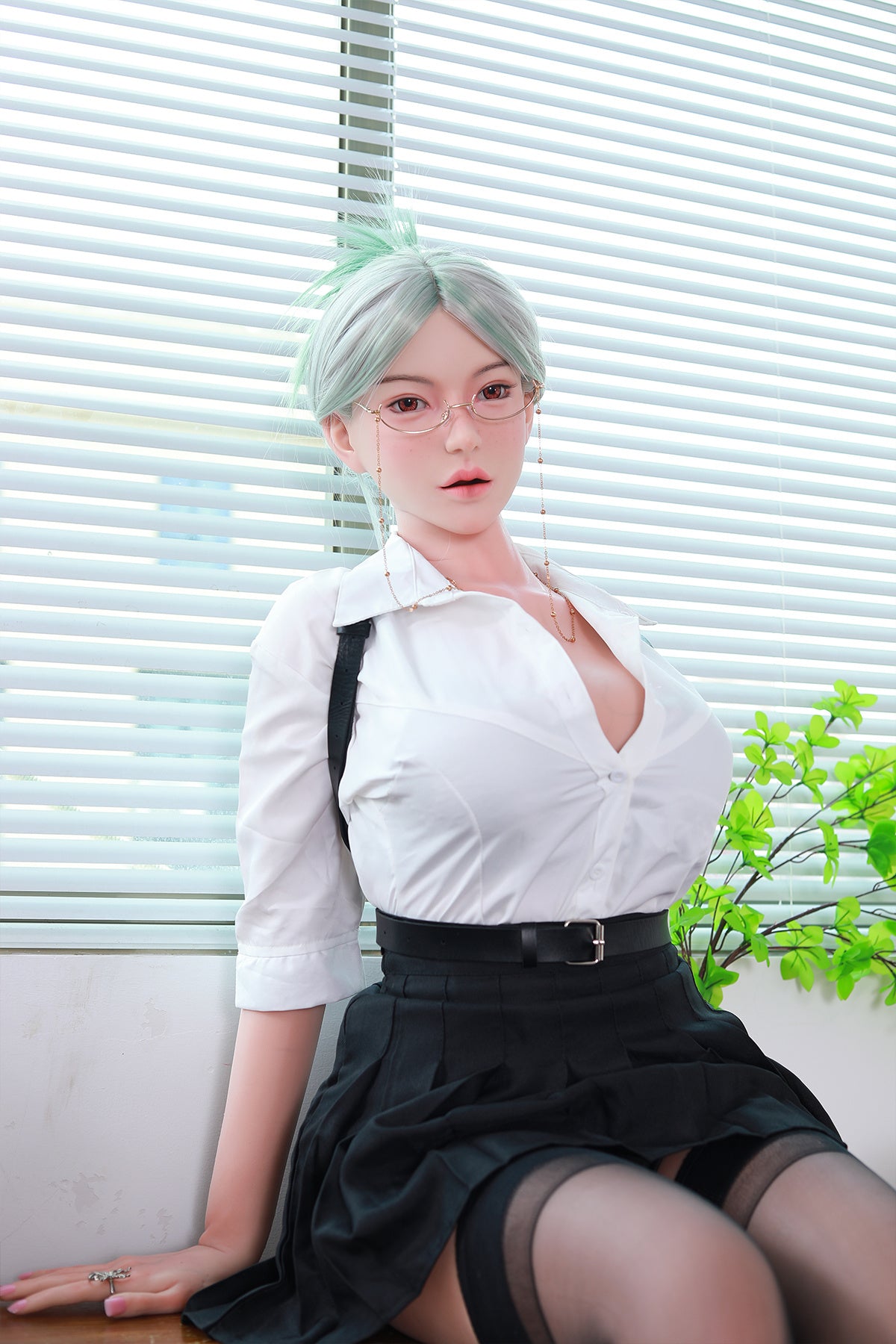 168cm (5.51ft) Big Boobs Hot Office Lady Silicone Head & Body Sex Doll CFBM250411 Jerrica Movable Jaw
