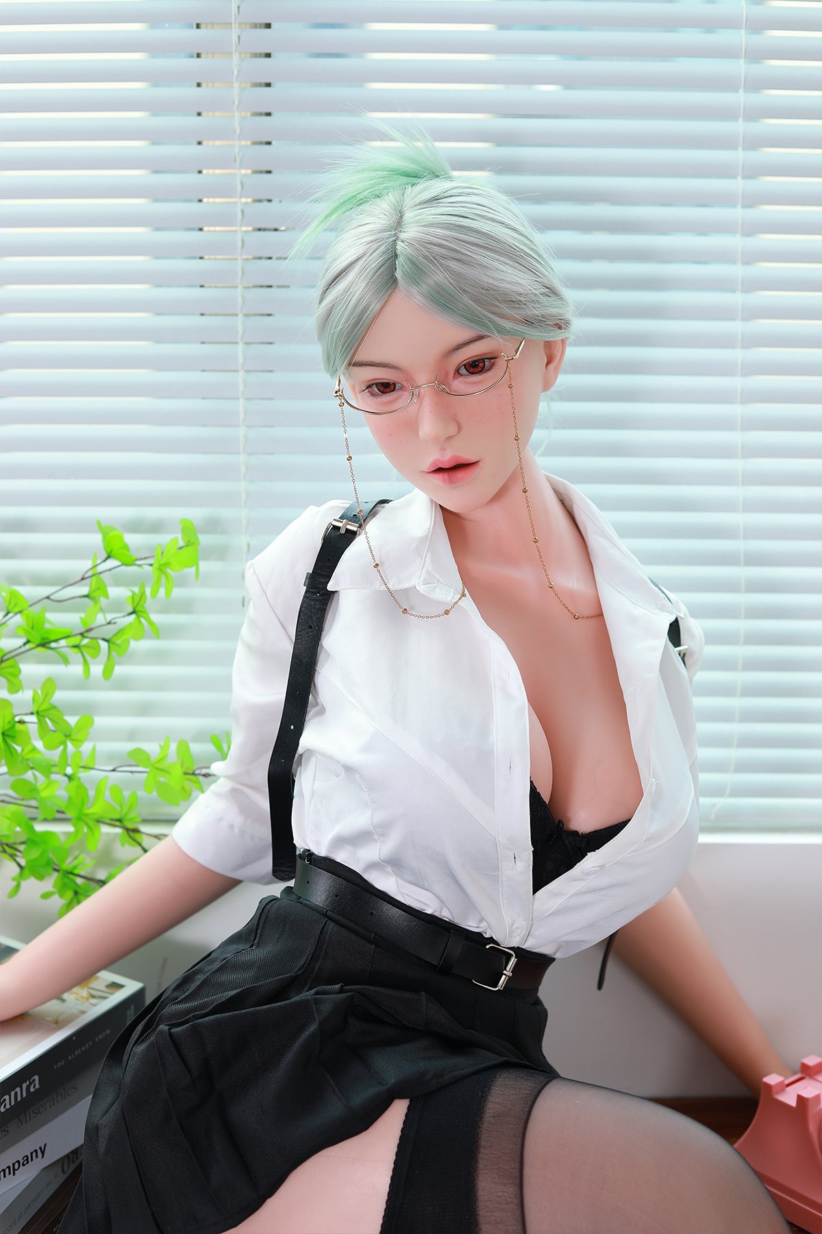 168cm (5.51ft) Big Boobs Hot Office Lady Silicone Head & Body Sex Doll CFBM250411 Jerrica Movable Jaw
