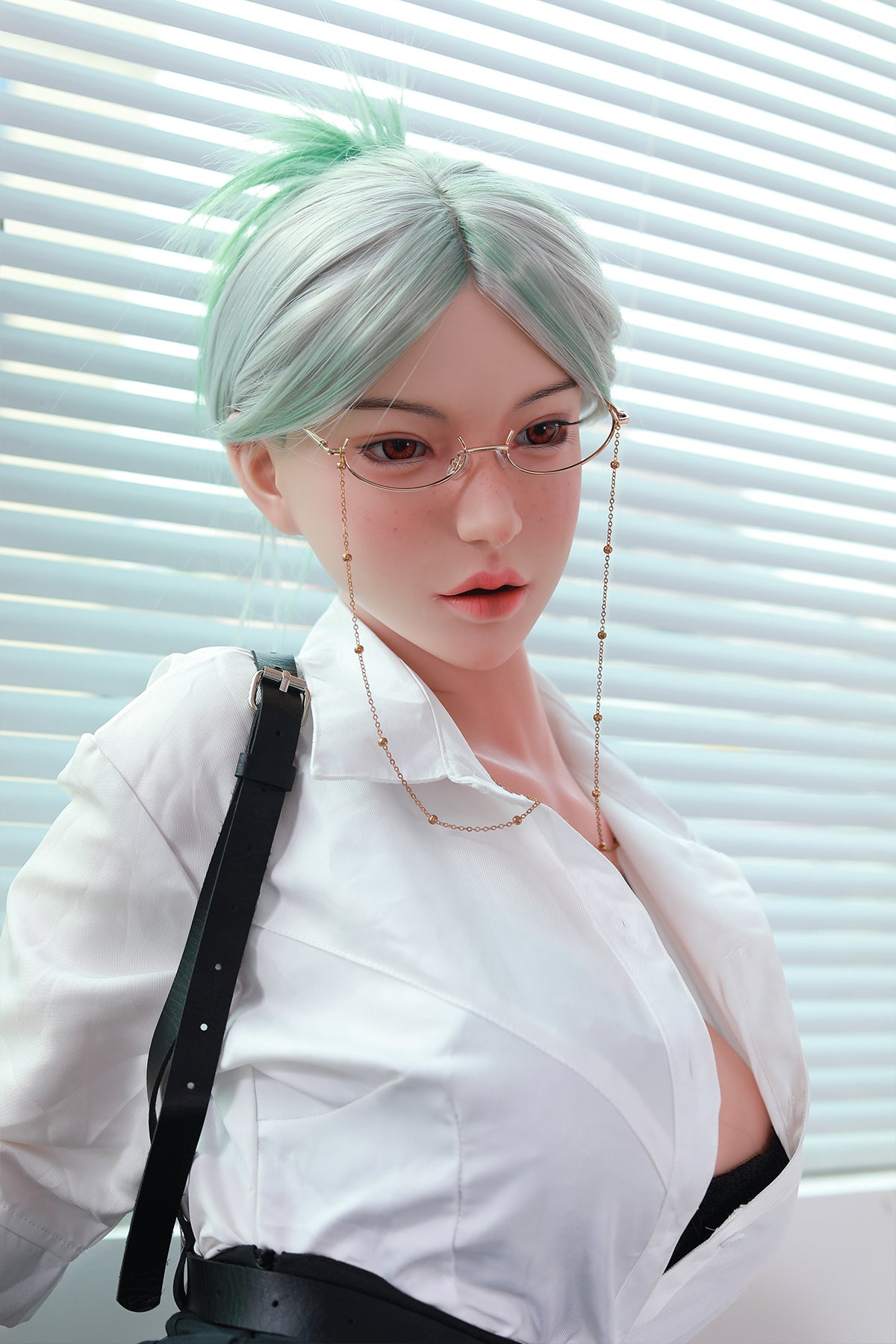 168cm (5.51ft) Big Boobs Hot Office Lady Silicone Head & Body Sex Doll CFBM250411 Jerrica Movable Jaw