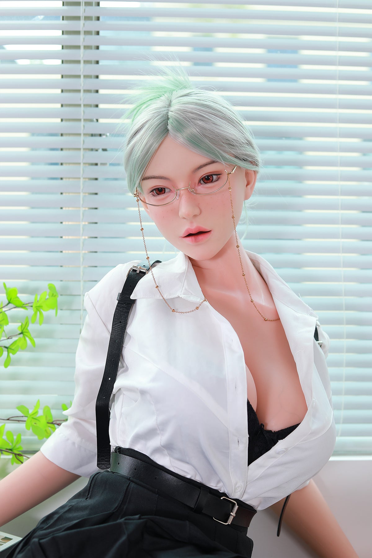 168cm (5.51ft) Big Boobs Hot Office Lady Silicone Head & Body Sex Doll CFBM250411 Jerrica Movable Jaw