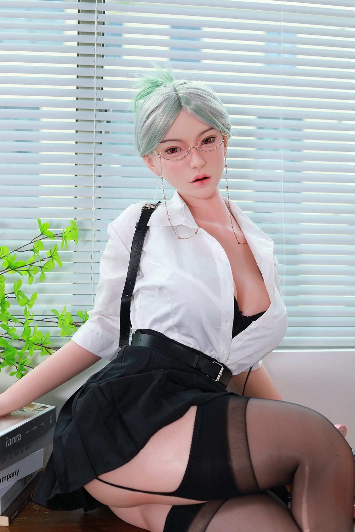 168cm (5.51ft) Big Boobs Hot Office Lady Silicone Head & Body Sex Doll CFBM250411 Jerrica Movable Jaw