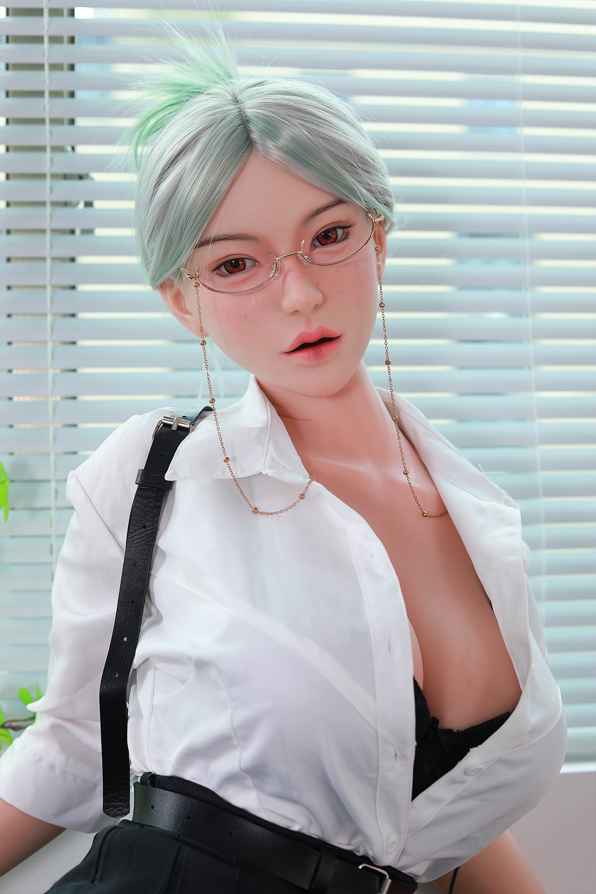168cm (5.51ft) Big Boobs Hot Office Lady Silicone Head & Body Sex Doll CFBM250411 Jerrica Movable Jaw