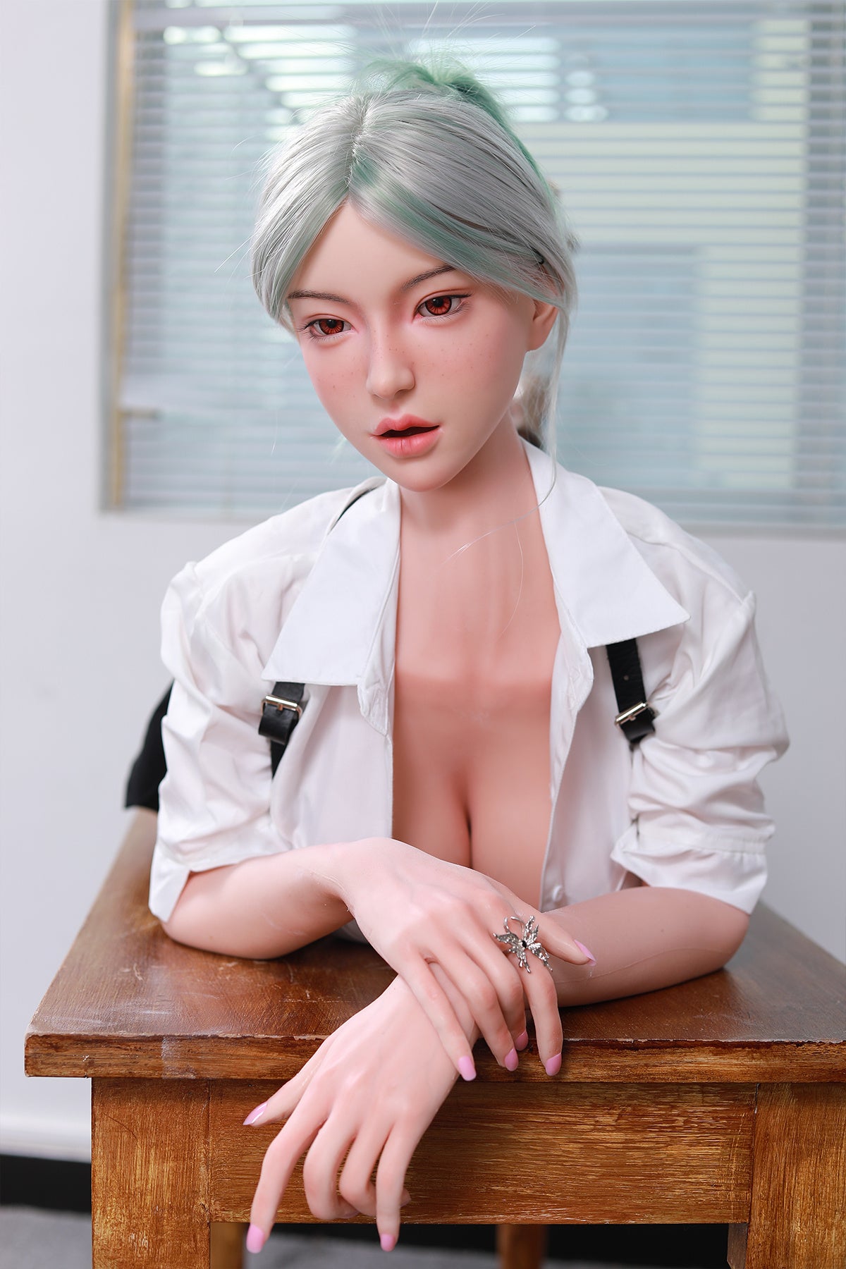 168cm (5.51ft) Big Boobs Hot Office Lady Silicone Head & Body Sex Doll CFBM250411 Jerrica Movable Jaw