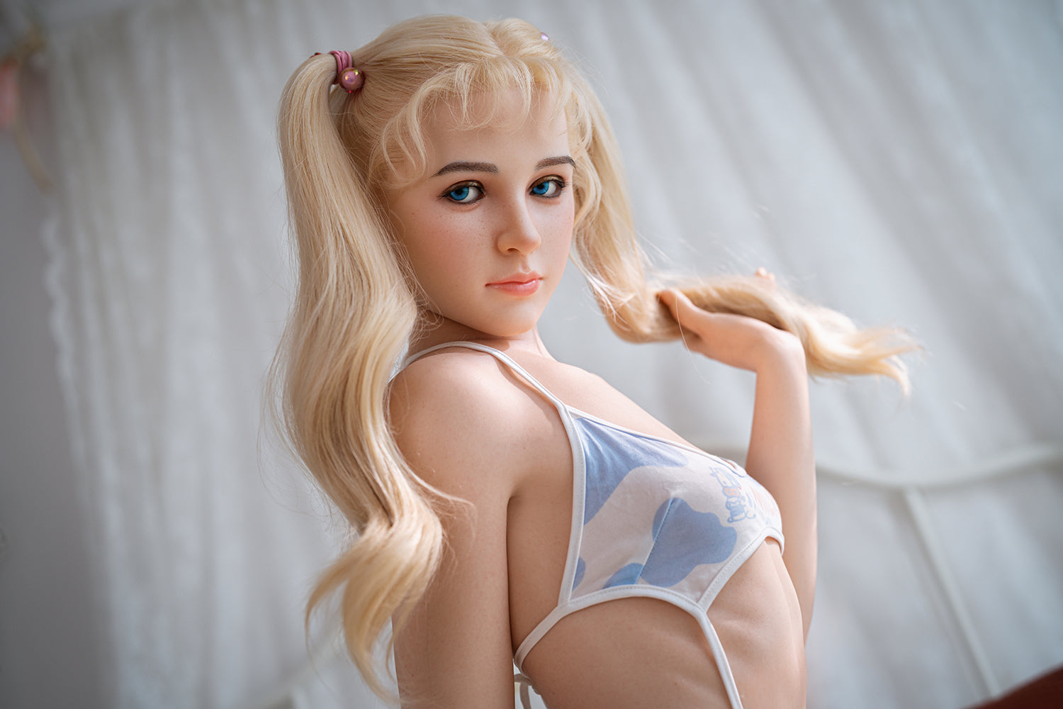 150cm (4.92ft) Small Tits Silicone Head & Body Cute Blonde Sex Doll D5092901 Chloe FB6
