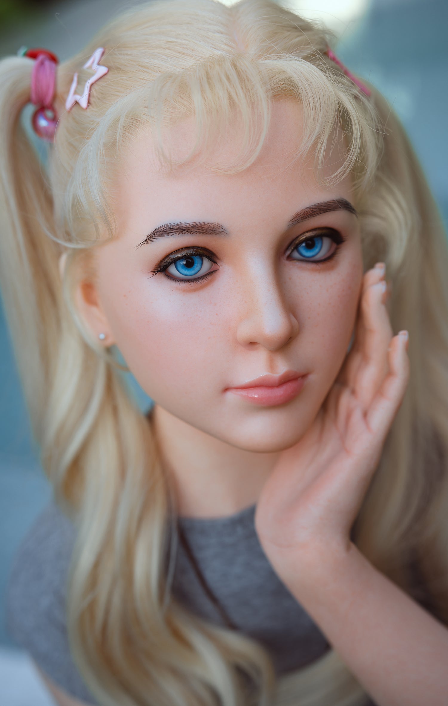150cm (4.92ft) Small Tits Silicone Head & Body Cute Blonde Sex Doll D5092901 Chloe FB6