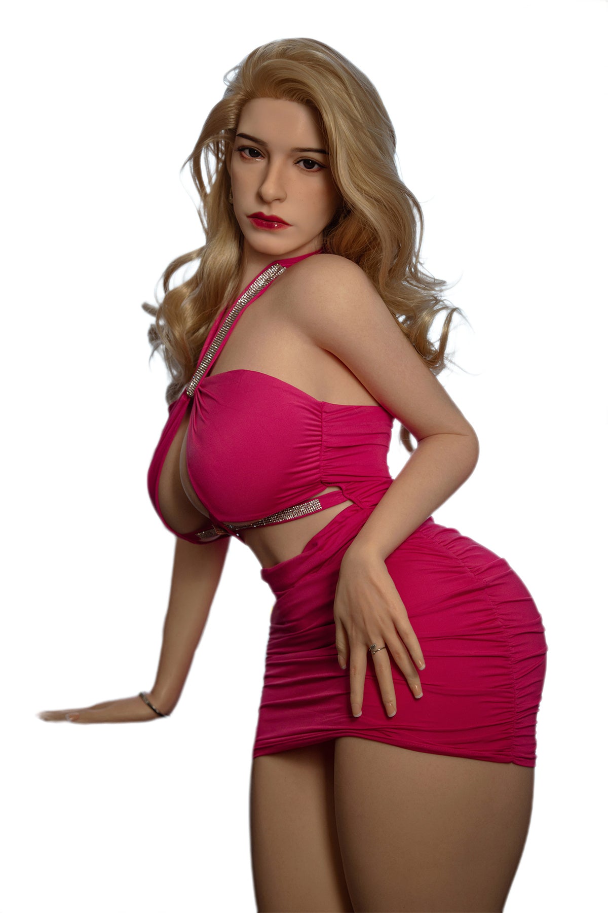 156cm (5.12ft) Big Bust Mature Blonde Lady Silicone Head & Body Love Doll D4122401 Beata FB6