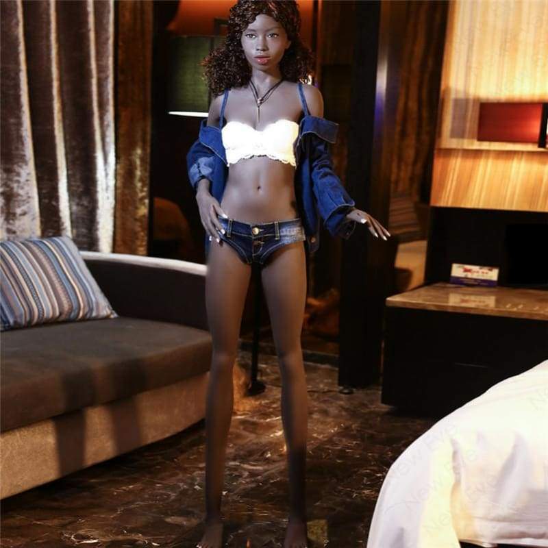 168cm (5.51ft) Muñeca sexual delgada negra de pecho plano D19051623 Kama - Best Love Sex Doll