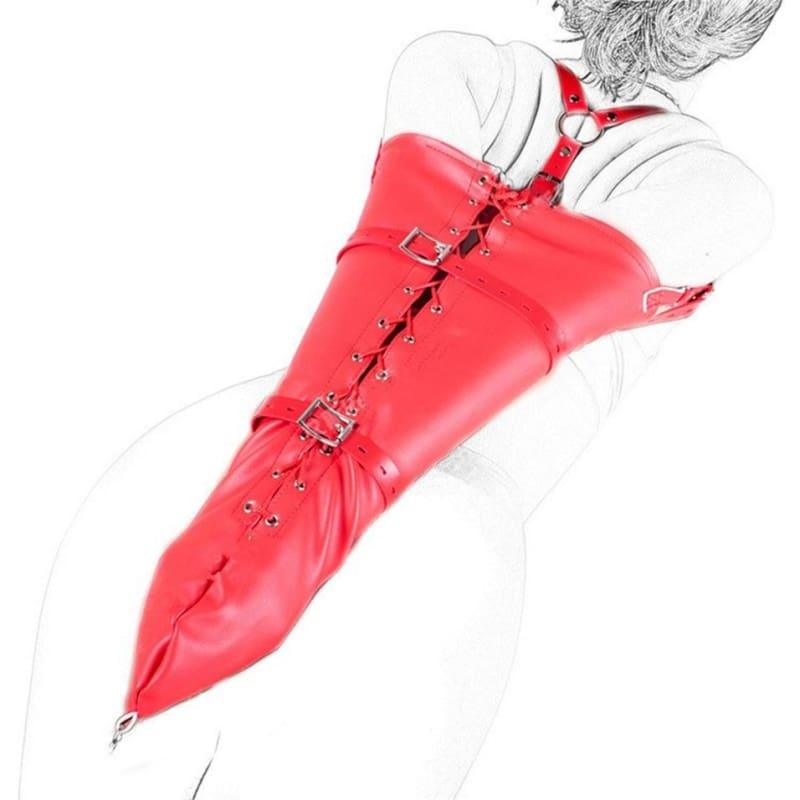 Absolute - PU Leather Over-Shoulder Adjustable Arm Binder Bondage Restraints Slave Lockable Glove Sleeves Armbinder Harness