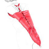 Absolute - PU Leather Over-Shoulder Adjustable Arm Binder Bondage Restraints Slave Lockable Glove Sleeves Armbinder Harness - Red