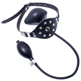 Balloon - Leather Latex Inflatable Gag Harness Oral Fixation Mouth Stuffed Mask Hood BDSM Restraints Bondage Toy