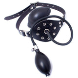 Balloon - Leather Latex Inflatable Gag Harness Oral Fixation Mouth Stuffed Mask Hood BDSM Restraints Bondage Toy