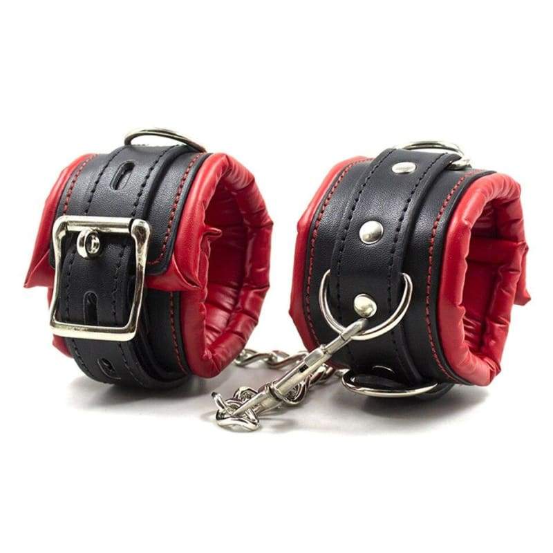 Behaved - Stainless Steel Restrict Bar Bondage Set Adjustable Soft Leather Padded Sex Slave Handcuffs Ankle Cuffs