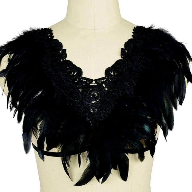 Black Swan - Handmade Luxury Feather Bra Gothic Aristocrat Dress