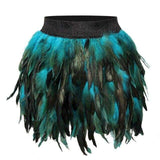 Black Swan - Handmade Luxury Feather Skirt Gothic Aristocrat Dress - PG0170 BLUE / One Size