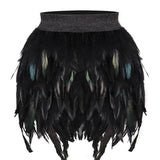 Black Swan - Handmade Luxury Feather Skirt Gothic Aristocrat Dress - PG0171 BLACK / One Size