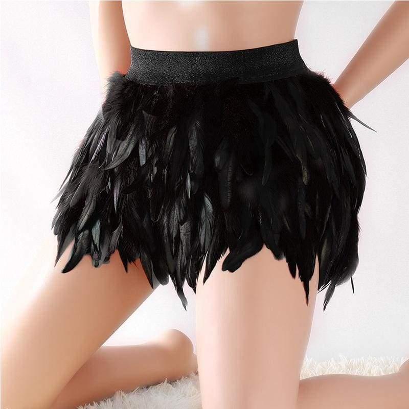 Black Swan - Handmade Luxury Feather Skirt Gothic Aristocrat Dress