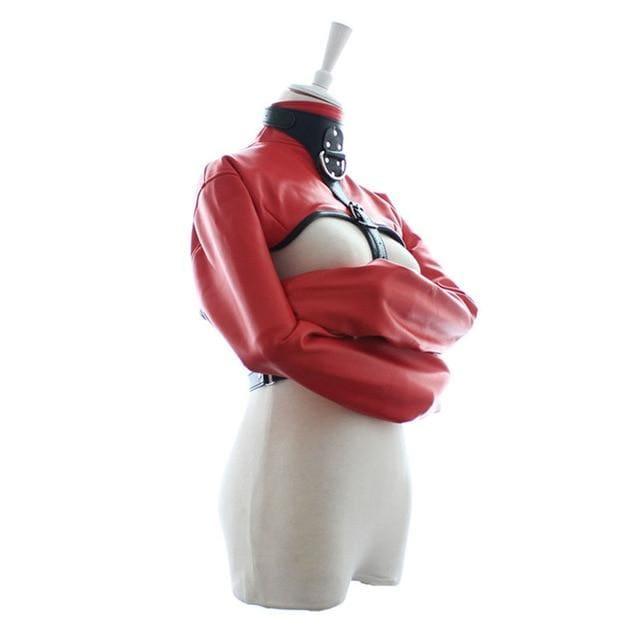 “Bughouse” - Arm Binder PU Leather Strait Jacket Open Breast Bondage Hands Restraint Harness - Best Love Sex Doll