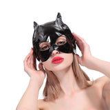 Catwoman - Fetish Mistress Cat Head Hood For BDSM Cosplay Headgear Bondage with Cat Ears Restraints Half Face Mask