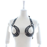 Dark Passion - Fetish Open Breast Body Harness Straps BDSM Erotic Cupless Studded Chains Teasing Sex Slave