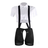 Double-head Zipper Suspender Short + Midriff-baring Shirt --- Sexy Lingerie Brief Suit