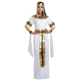 Egyptian Queen - Halloween Cosplay Cleopatra Costume Long Dress With Gold Accessories