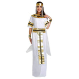Egyptian Queen - Halloween Cosplay Cleopatra Costume Long Dress With Gold Accessories