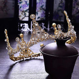 Elf Queen Crown+Necklace+Earings - Handmade Baroque Simulated Diamond Bridal Headpiece