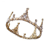 Elf Queen Crown+Necklace+Earings - Handmade Baroque Simulated Diamond Bridal Headpiece