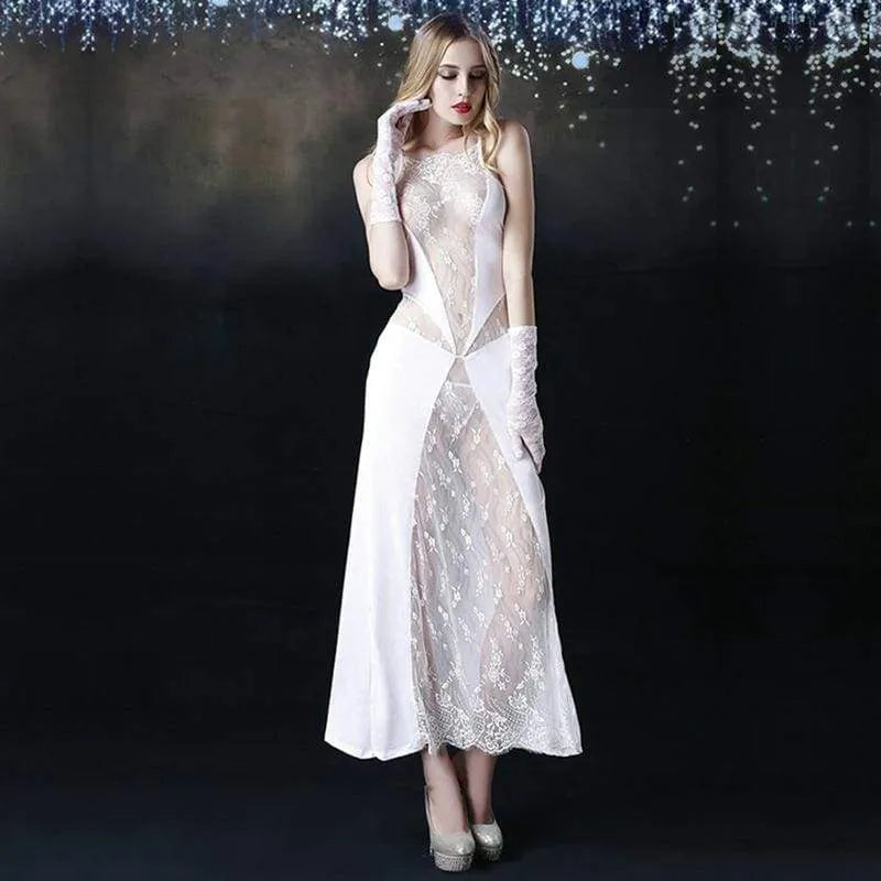 Evening Gown - Deluxe Handmade Aristocrat Lace Long Dress Erotic See-through Nightwear - Best Love Sex Doll