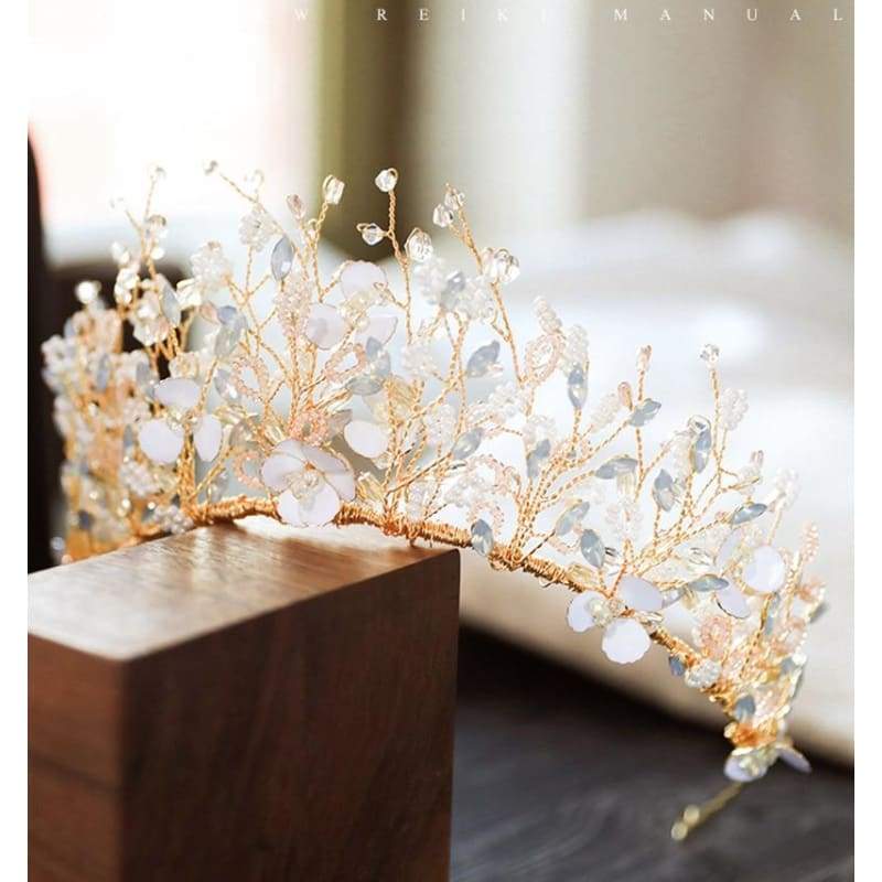 Fairy Flora Crown & Cercei - Bijuterii de mireasă de mireasă premium