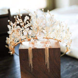Fairy Flora Crown & Earings - Premium Handmade Bridal Wedding Jewelry