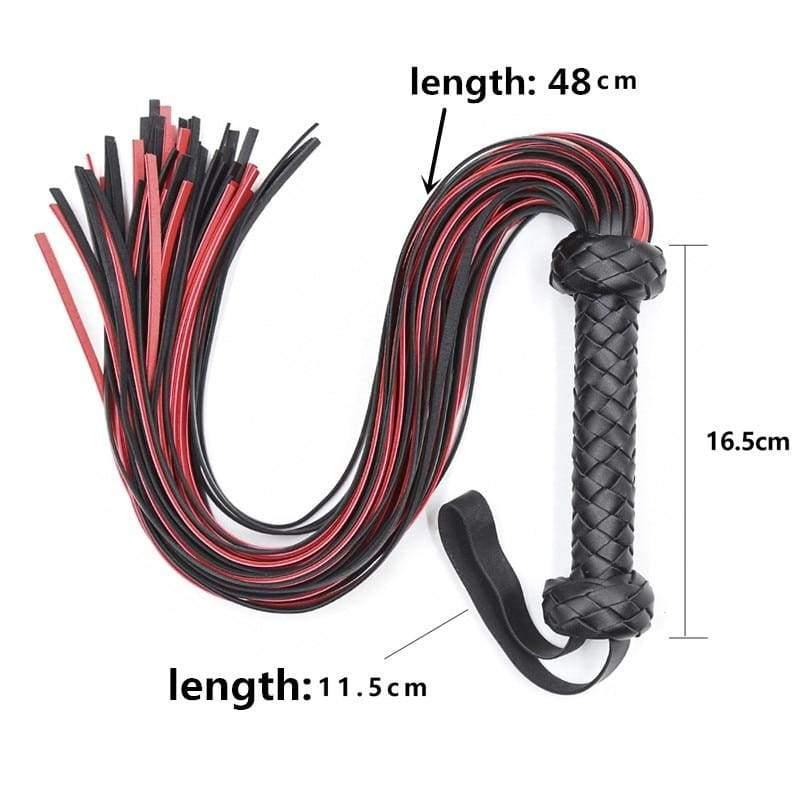 Fetish Black&Red PU Leather Handle Flogger BDSM Flirt - Best Love Sex Doll