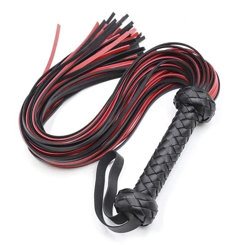 Fetish Black&Red PU Leather Handle Flogger BDSM Flirt - Best Love Sex Doll